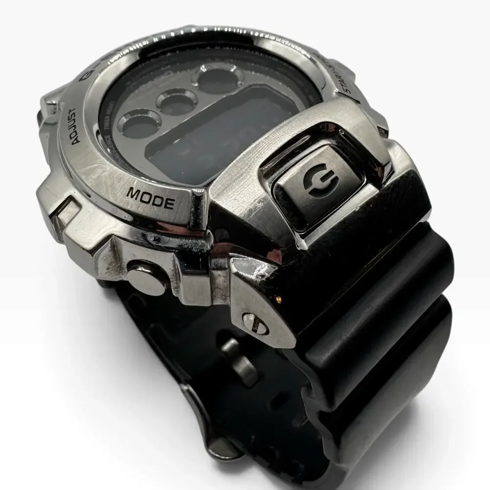 Casio G-Shock GM-6900-1 Silver Metal Digital Watch Black Resin 3230 200M